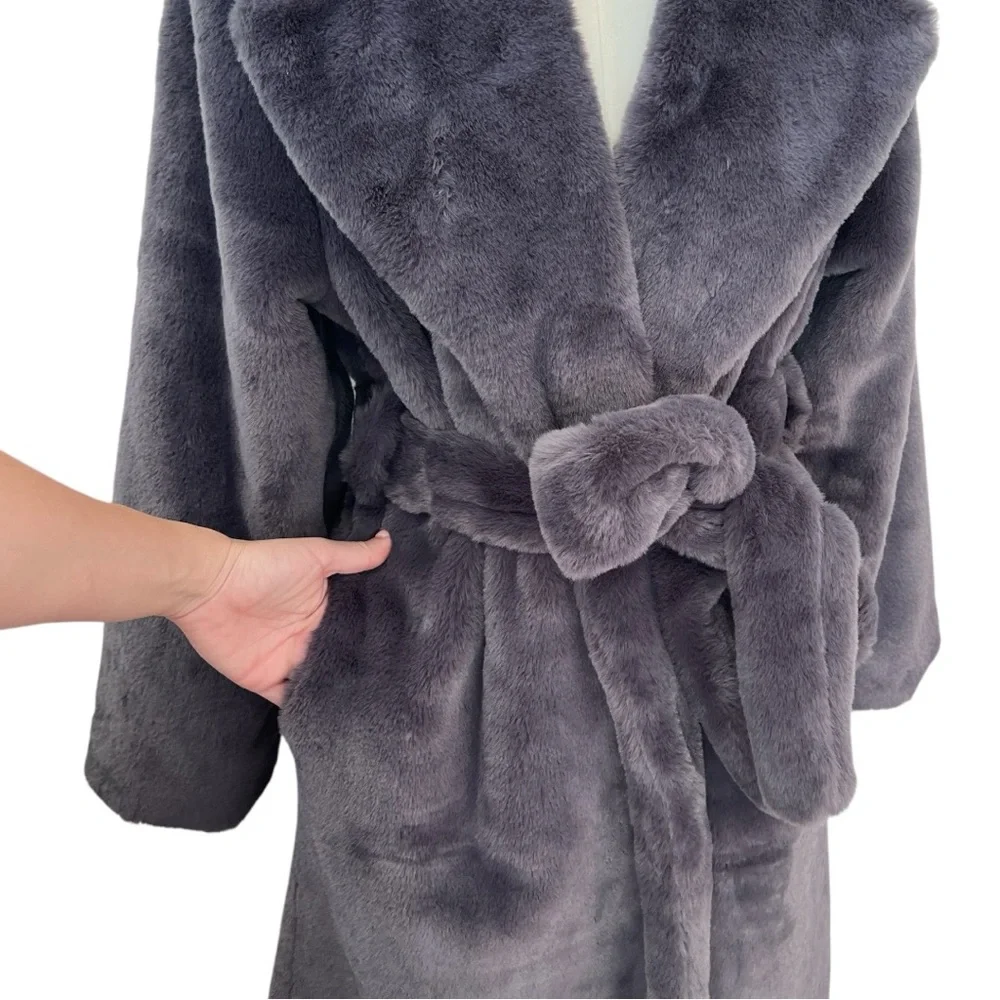 Apparis Faux Fur Grey Mona Coat size Small - Picture 7 of 16